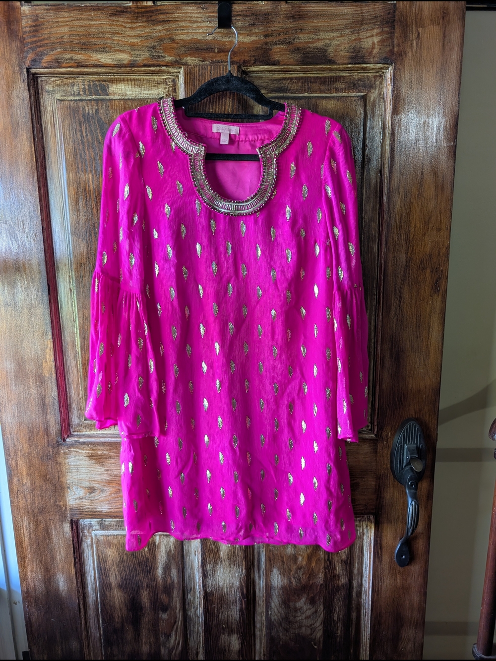 Lilly Pulitzer Amory Silk Dress Raz Berry Metallic Size 2